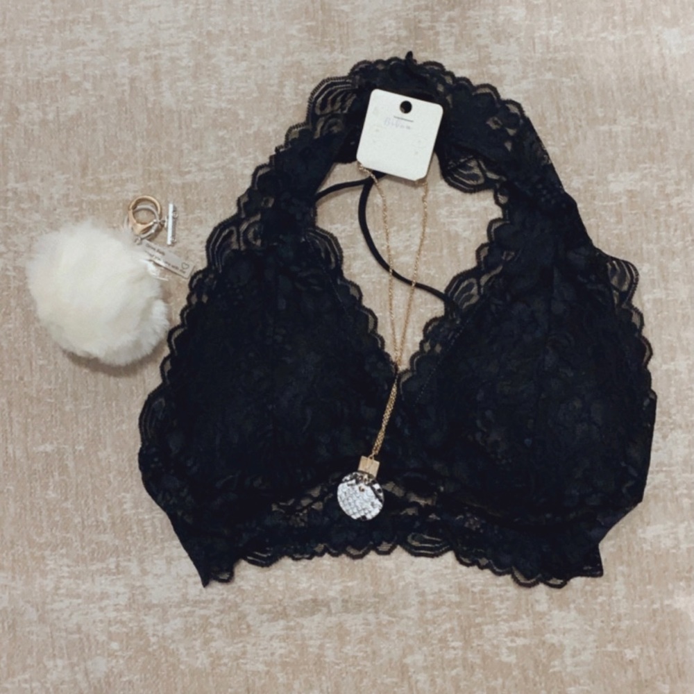 Black Bandeau Bra, Necklace, Keychain